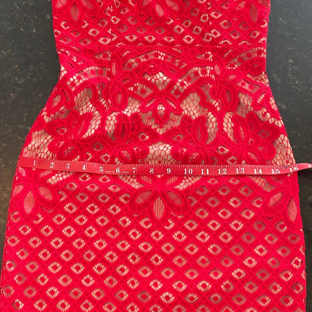 Bardot red lace dress